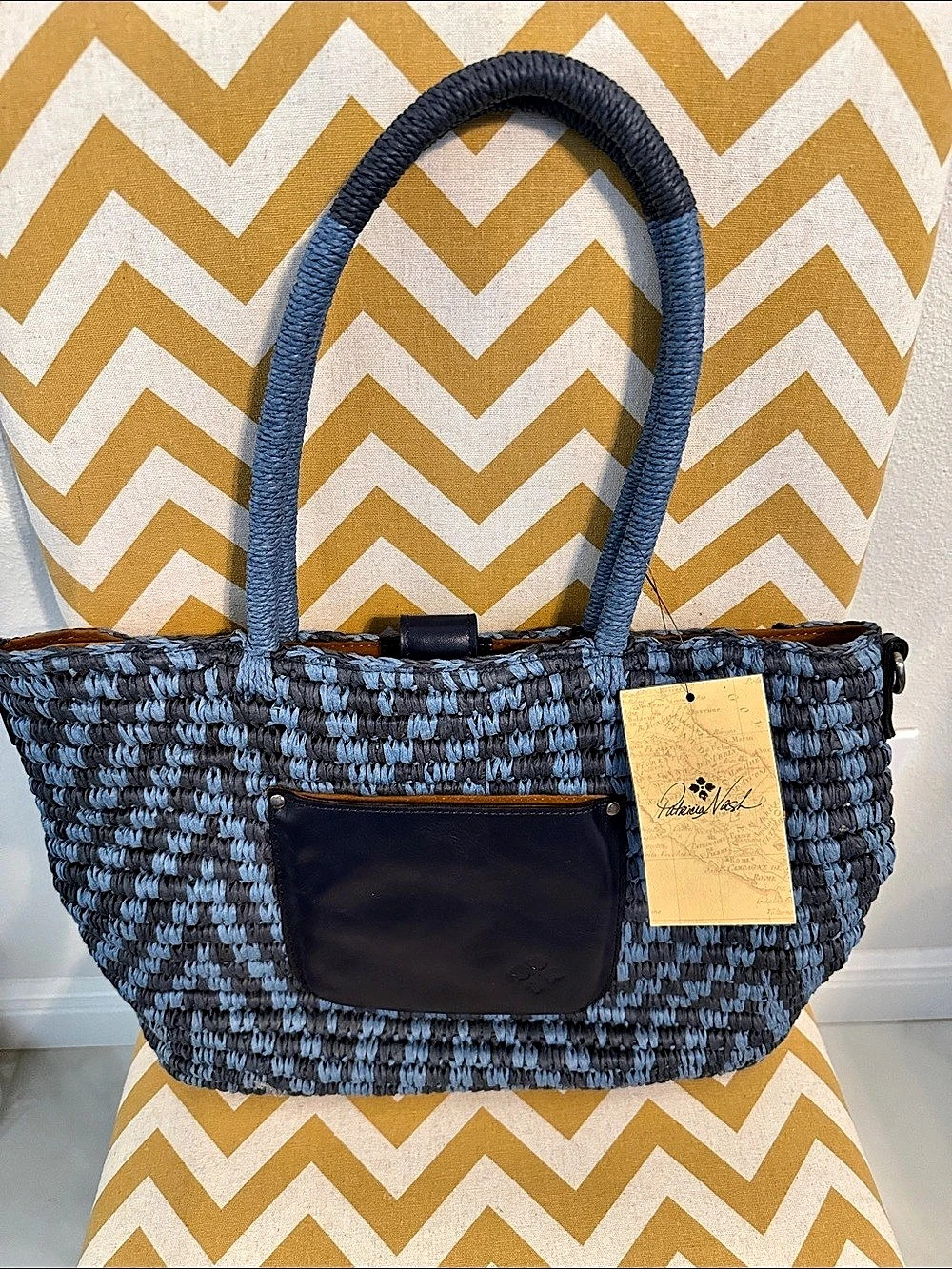 Patricia Nash Luciella Woven Tote Blue NWT